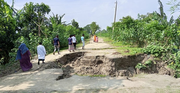 টানা বৃষ্টিতে শ্রীপুরের বাঁধে ধস, পানিবন্দি হওয়ার শঙ্কায় ৩০ হাজার মানুষ